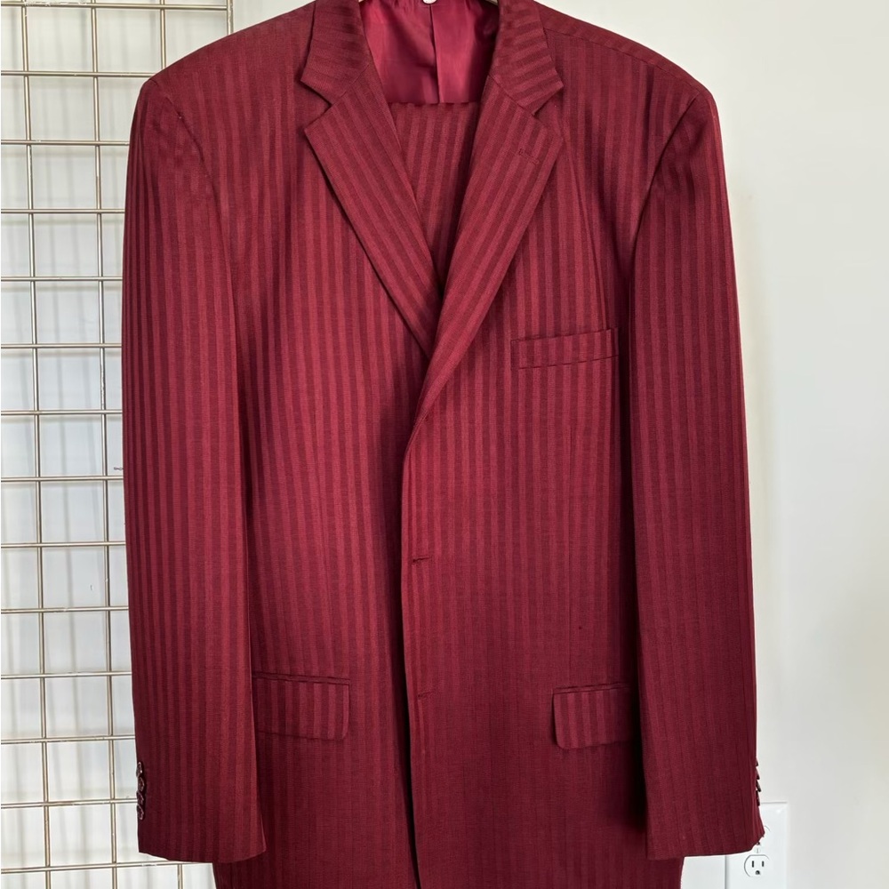 Classic Red Pinstripe Suit Jacket